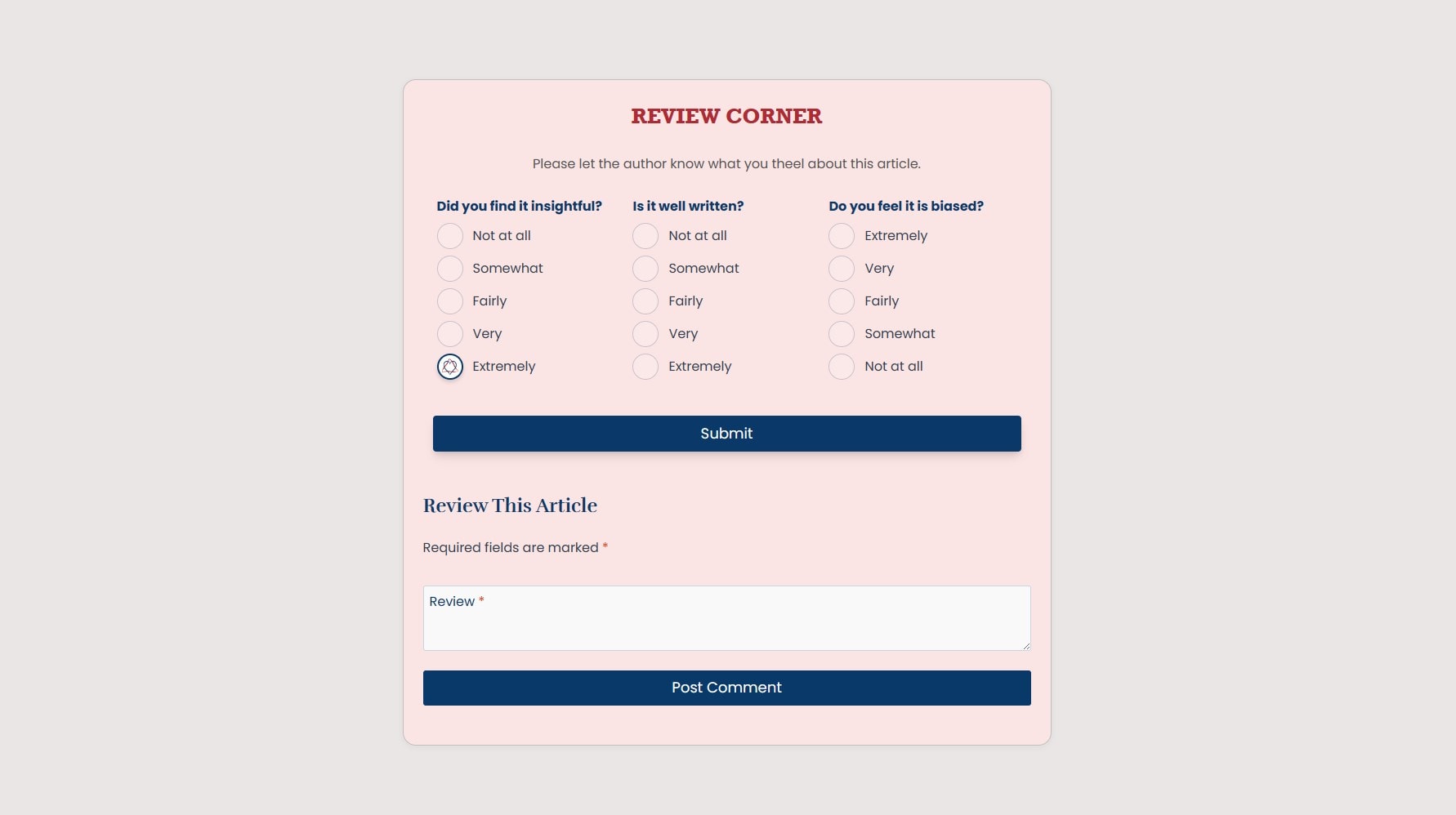 The ArmChair Journal Review Corner